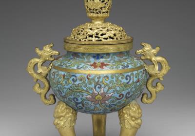 图片[2]-Copper incense burner in cloisonne enamels, Qing dynasty (1644-1911)-China Archive